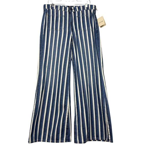 Tuckernuck Mother Patch Pocket Twister Sneak Wide Following Up Striped Jeans - Picture 5 of 12